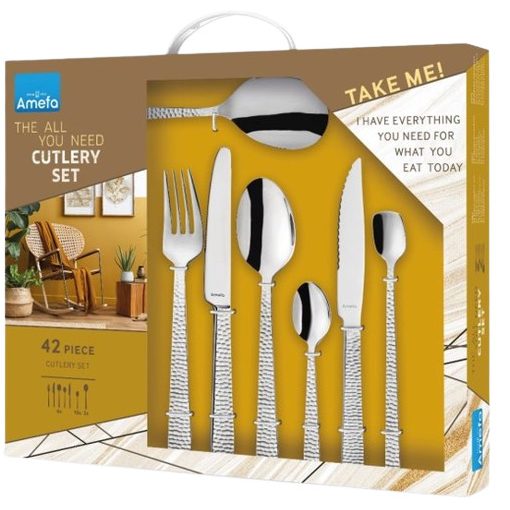 Cutlery set 42 pieces in a gift box with tabs - Felicity